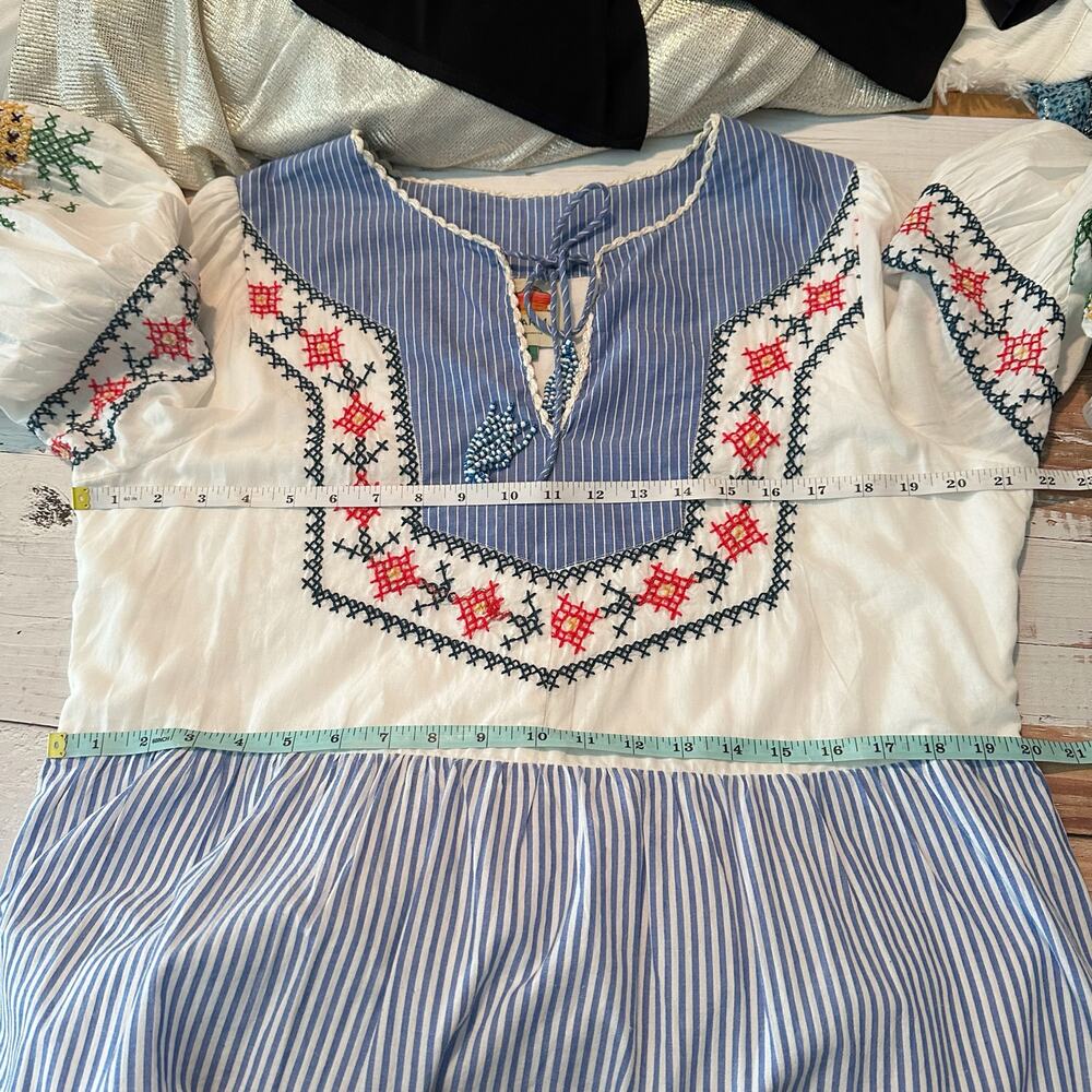 FARM Rio Blue White Multi-Color Embroidered Maxi Dress - Picture 12 of 14